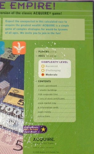 ACQUIRE: GAME OF CORPORATE AQUISITIONS REAL ESTATE BOARD GAME AVALON HILL SEALED - Picture 6 of 7