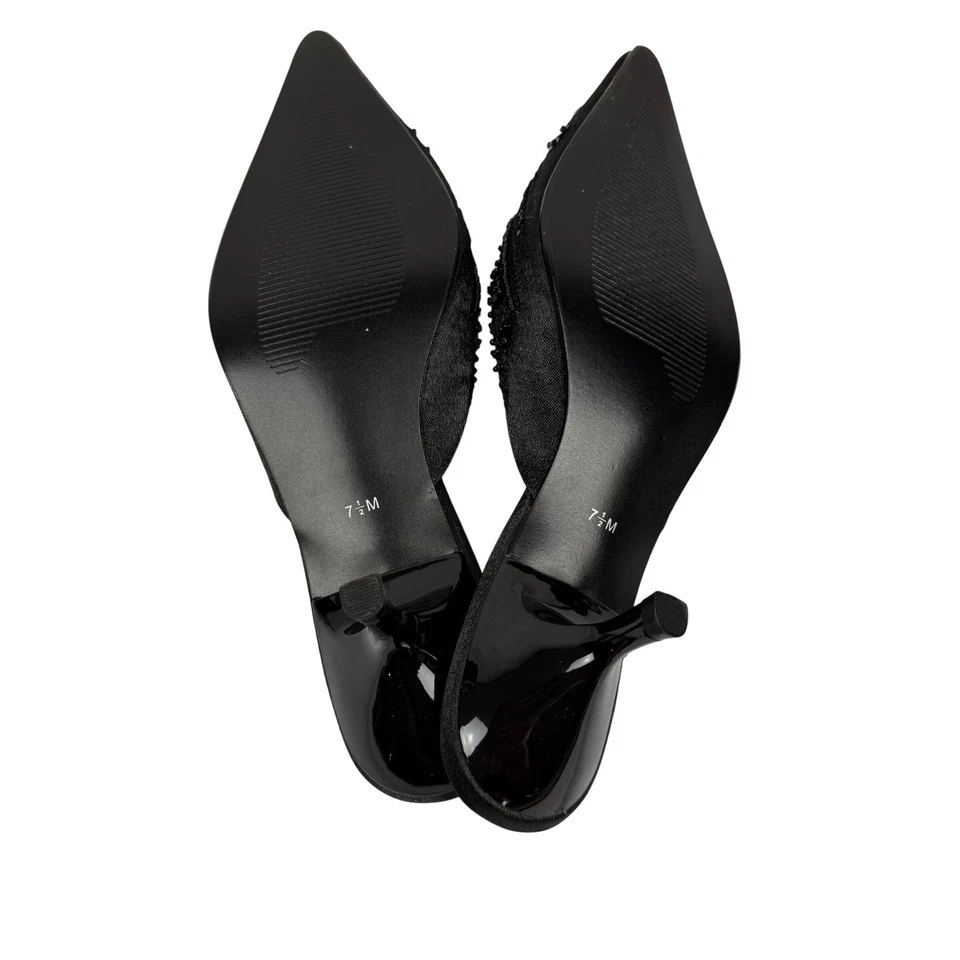 Amanda Smith Negro Cuentas Lentejuelas Punta Gatito Tacón Formal Mules 7.5M Foto 4 de 4