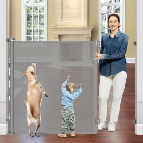 Extra Tall Retractable Mesh Gate for Kids & Pets - Prevent - Scratch & Dent
Opens in a new window or