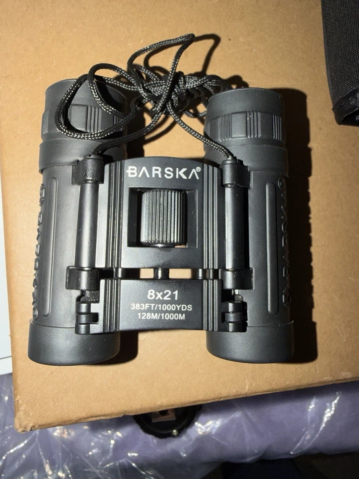 Barska 8x21 Compact Binoculars w/ Carrying Case — 383ft/1000yds Black - Image 2 of 4