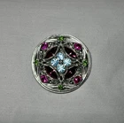 vintage costume jewelry sarah coventry Silver Tone Rhinestone Dome Brooch Pin
