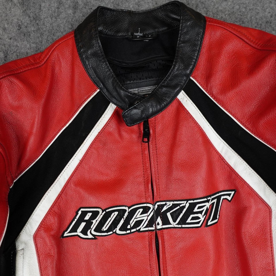 Joe Rocket Jacket Mens 44 XL Red Black Leather Motorcycle Biker Racing ...