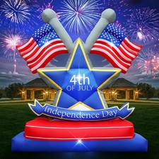 4th of July Inflatables Outdoor Decorations 6FT USA Flag Patriotic Star Blow ...