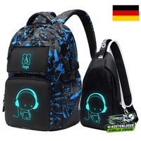 Asge Rucksack Blau Schulrucksack FüR Jungen MäDchen 46X30X22 Cm Wasserabweisend