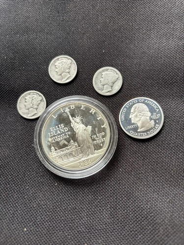 MERCURY DIMES, SILVER PROOF STATE QUARTER AND 90% SILVER DOLLAR  COLLECTOR LOT