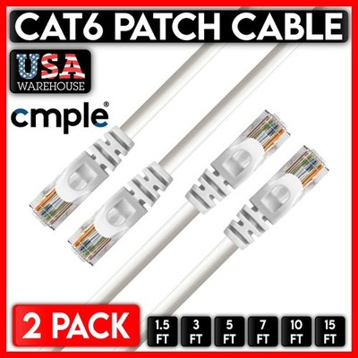 2 PCS White Cat6 Cable Cat 6 Ethernet Patch Cord 10Gbps Internet Cable UTP Wire