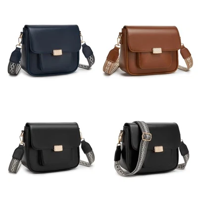 Miss Lulu Chic Fashion PU Crossbody Shoulder Bag with Detachable Woven Strap