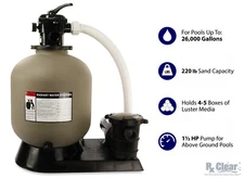 Rx Clear 22" Inch Above Ground Swimming Pool Sand Filter System w/ 1.5 HP Pump