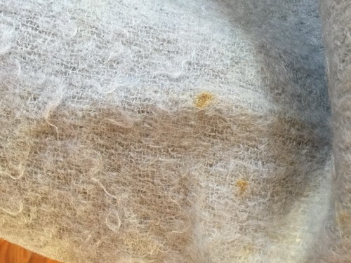 Toison D’or 102”x94” Mohair Light Blue Color Blanket Made In France - Some Spots - Picture 10 of 17
