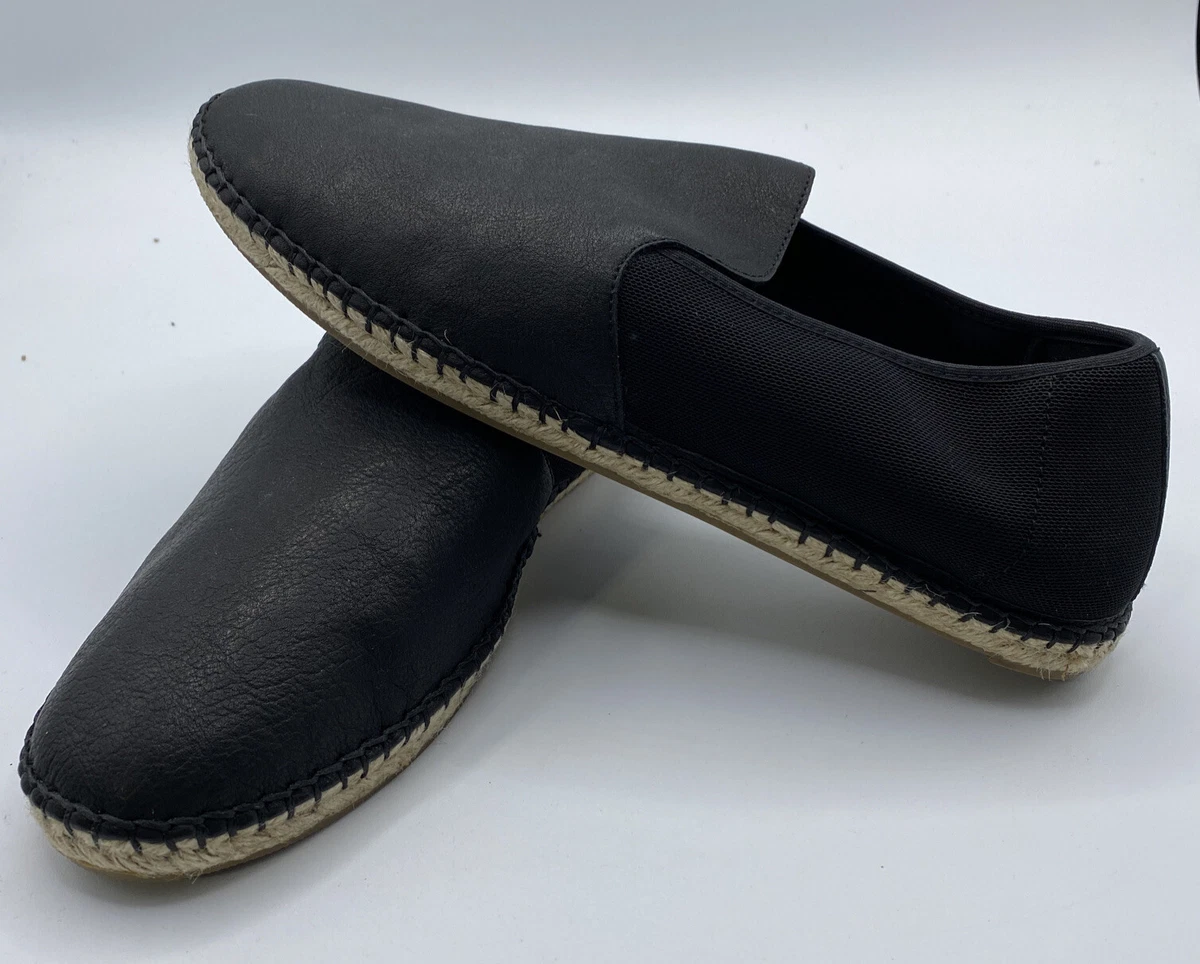 Eileen Fisher Women’s Black Shoes Vachetta Leather Slip On Espadrille Size  9.5