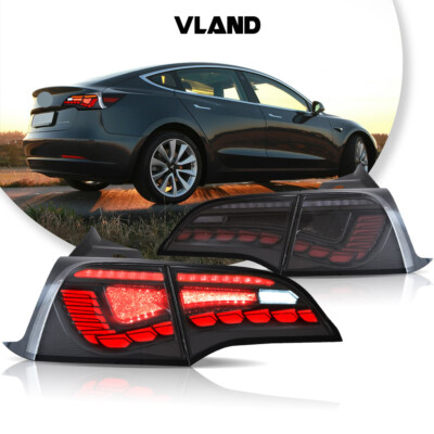 For Tesla Model 3 / Model Y 2017-2022 Smoke Lens Dynamic Tail Lights OLED 4PCS