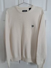 Chaps men's sweater knitted white medium 100% cotton