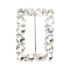 Rectangular Rhinestone Belt Buckle Slide Clear Crystal Retro Style Buckle Decor