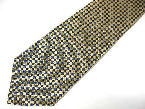 Krawat męski Silk Company of London złoty niebieski geometryczny 59"