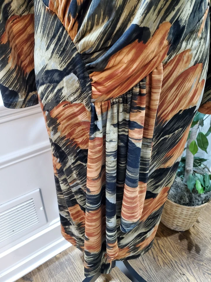 Lane Bryant Women's Multicolor Polyester V-Neck Long Sleeve Knee Length Dress 28 - Image 4 of 4