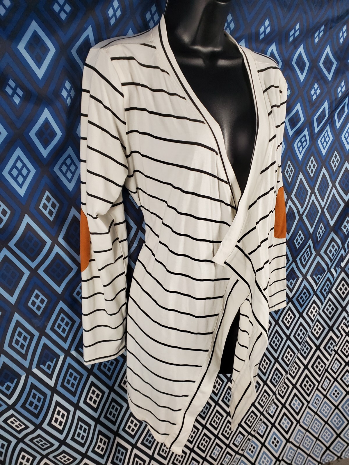 Marc & Steve Cardigan White Striped Black Chest 38