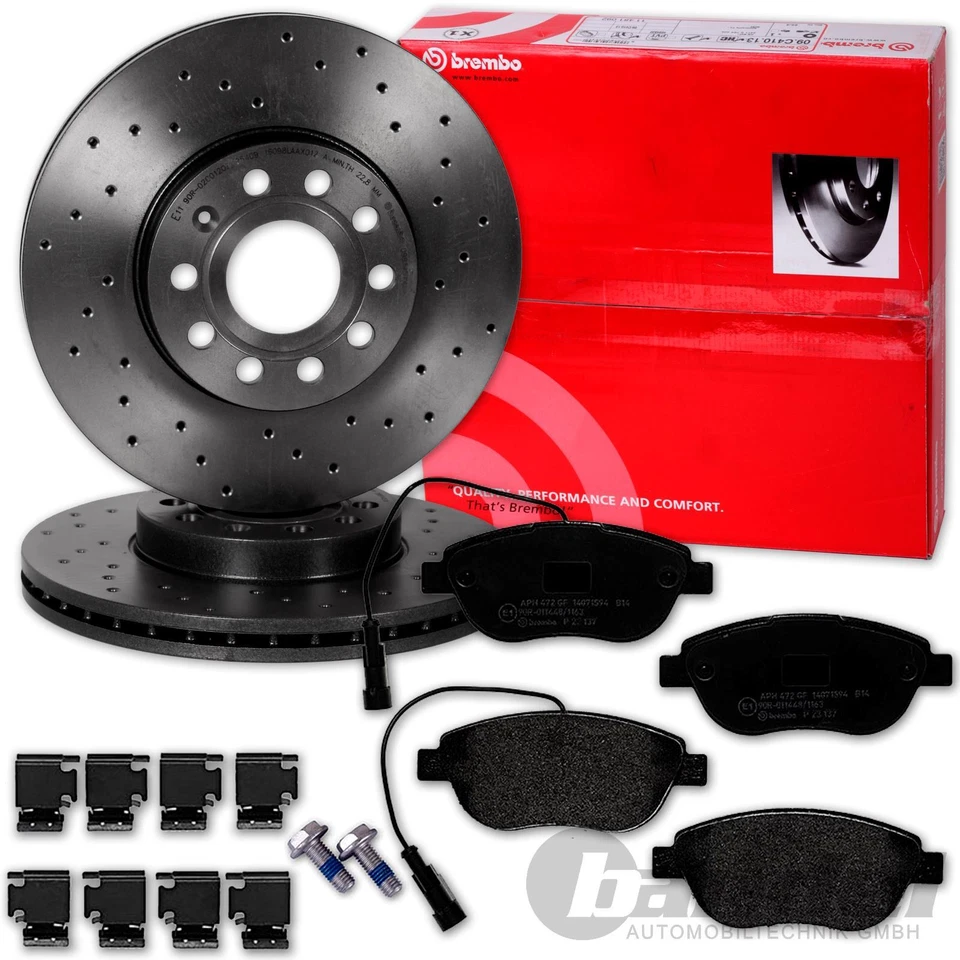 PASTILLAS DE DISCOS DE FRENO PERFORADOS DELANTERAS + TRASERAS BREMBO aptas para ABARTH 500 595 695 - Imagen 2 de 4