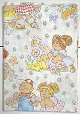 Cabbage Patch Kids Twin Flat Sheet Fabric 1983 Vintage 80's Craft or Use GUC