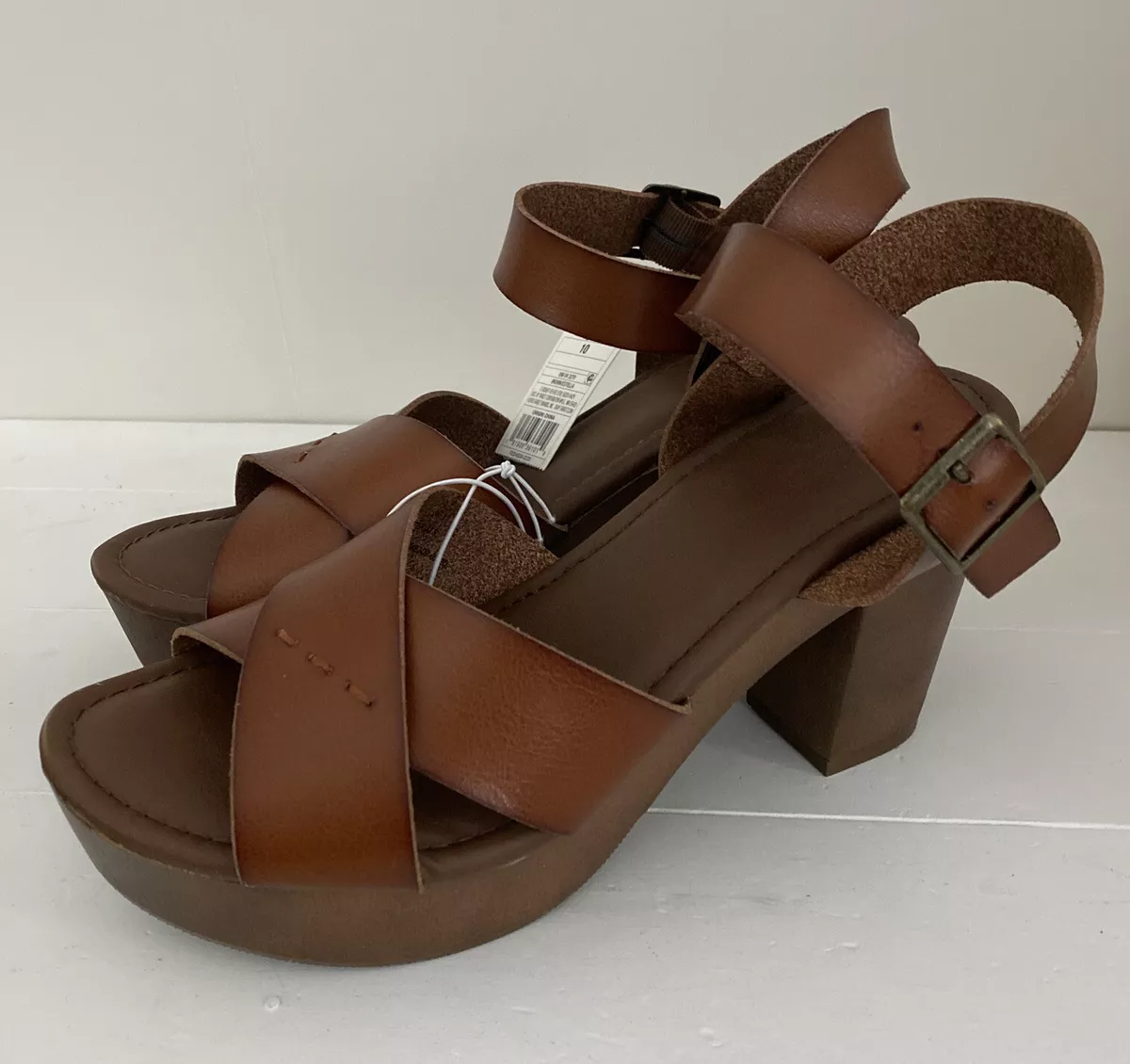Brown thick heel clearance sandals