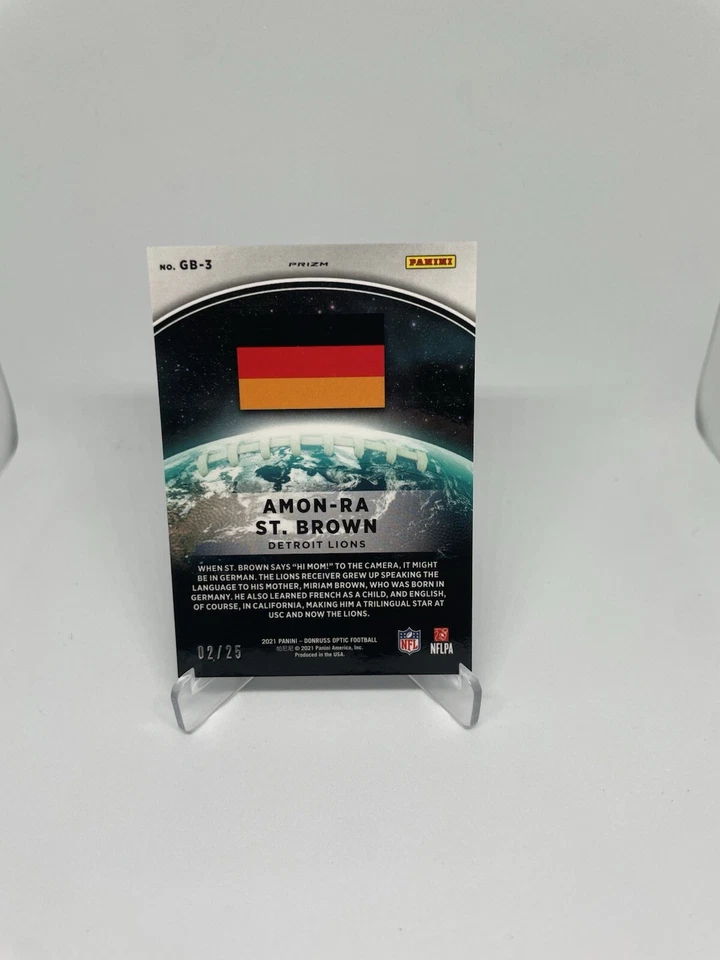 2021 Panini Donruss Optic - GloBall Black Pandora Amon-Ra St. Brown RC 2/25 - Image 3 of 4