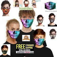 X3 Womens Mens Kids 3d Funny Mouth Cover Face mask Washable Hip Hop Party Magic