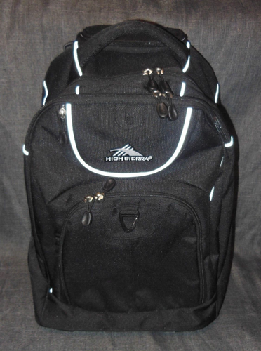 High Sierra Powerglide Rolling Backpack with Cushion Laptop Compartment - Black