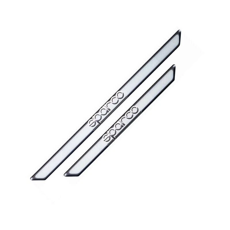 SPARCO COPPIA BATTITACCO CROMATO UNIVERSALE SOTTOPORTA AUTO SCRITTA BIANCA - Immagine 3 di 4