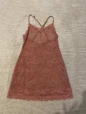 Victoria's Secret pink/brown lace open-back slip, one piece, SIZE S, BNWNT 