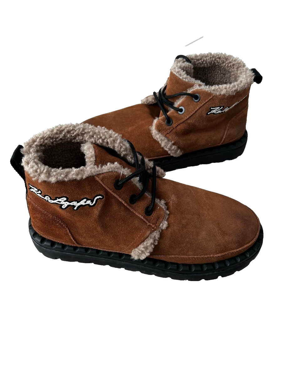 Karl Lagerfeld Paris  Faux Shearling-Lined Suede Chukka Boots Cognac ( 12 ) Karl Lagerfeld Paris Faux Shearling-Lined Suede Chukka Boots  main image 4