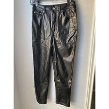 H M Divided Black Faux Leather Pleather High Rise Skinny Pants Leggings Vegan