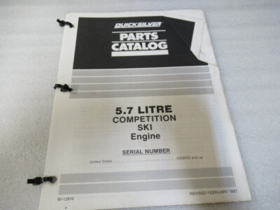 PM111 Quicksilver 5.7 Litre Competition SKI Engine Parts Catalog Manual 90-12919