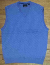 Greg Norman Sweater L Solid Blue Golf Sleeveless Sweater Vest c1813