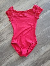 So Dan a Ballet Leotard Women's Size S Red Lace Cap Sleeve