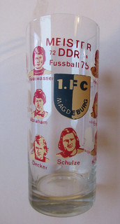 RARE BEER GLASS 1st FC MAGDEBURG GDR Champion 1972 1974 1975