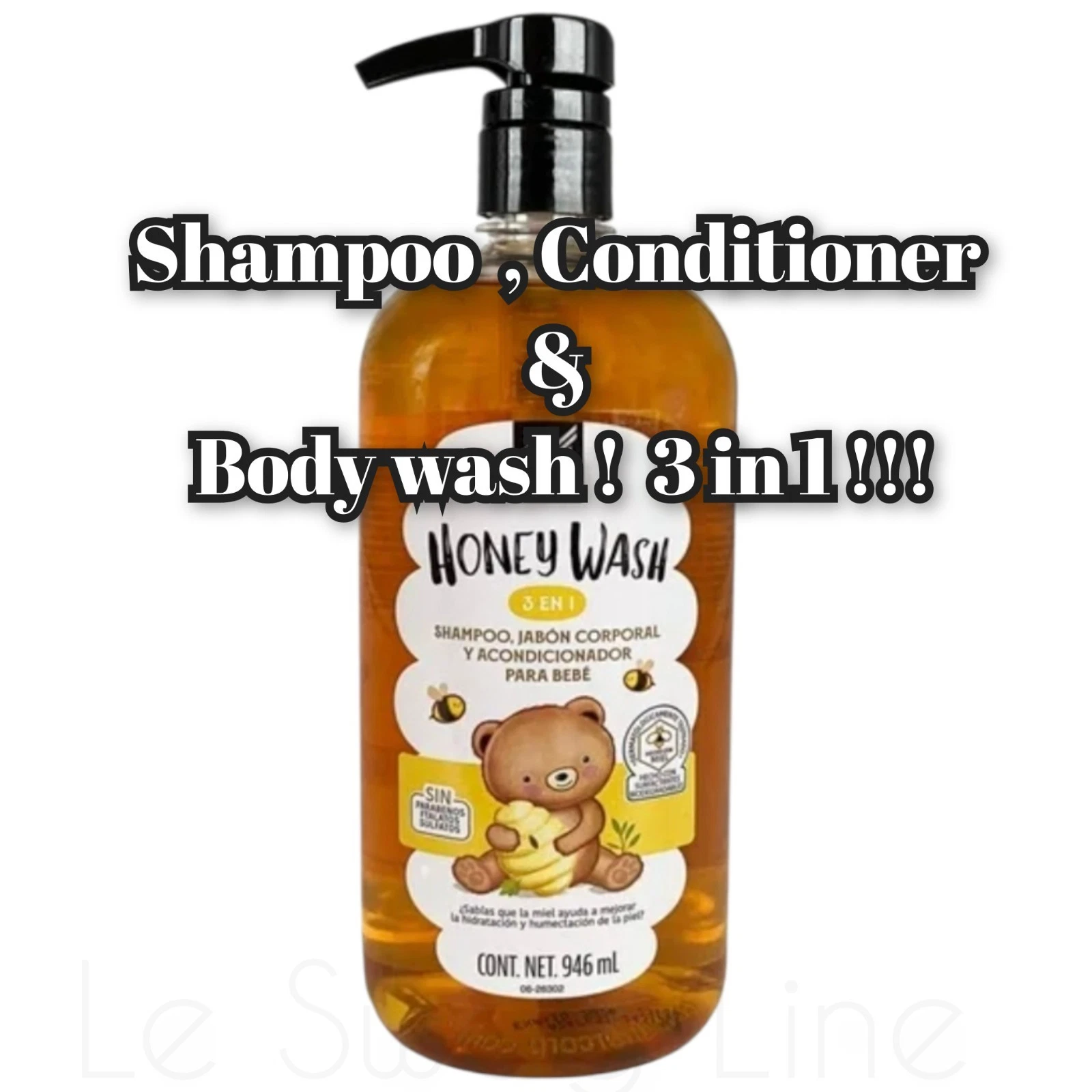 Members Mark Kids 3-in-1 Honey Wash Shampoo, Body & Conditioner – Mega 946 ml
