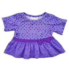 Build A Bear Purple Dress Cotton Tulle Pink Heart Star Girl Teddy Clothes Outfit