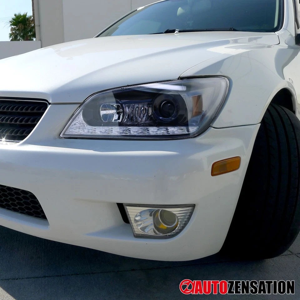 Fit 2001-2005 Lexus IS300 Smoke Black LED Strip Xenon Projector Headlights 01-05 - Изображение 3 из 4