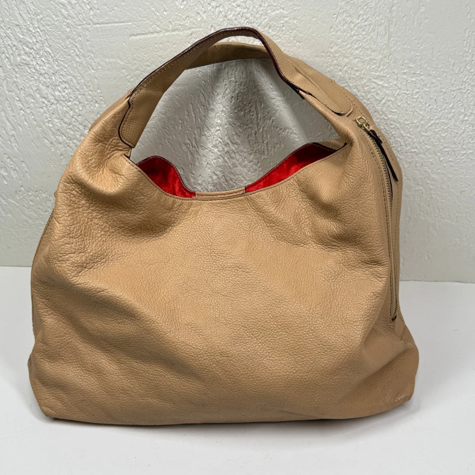 Bolso de Hombro Kate Spade Mansfield Juniper Hobo Cuero Beige Doble Cremallera Holgado Foto 4 de 4