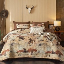 Western Quilt Set Rustic Ranch Life W/ Cowboy Southwestern Vintage Country