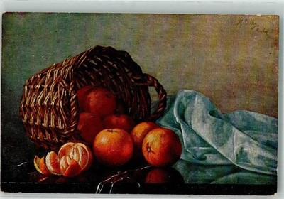 39894103 - sign. Billing M. Korb mit Orangen Frucht, Gemuese 1917