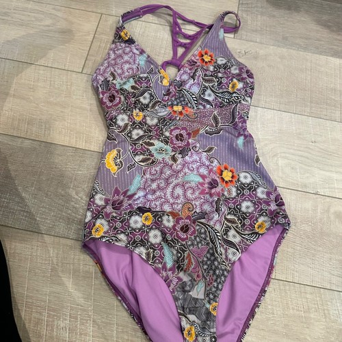 PRANA WOMENS PURPLE ONE PIECE SWIM SUIT SIZE MEDIUM