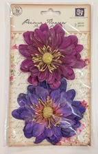 Prima Marketing Autumn Harvest Cerise Paper Flowers Scrapbooking Embellishments