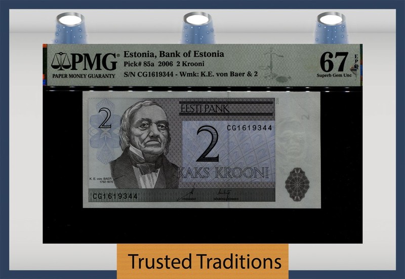 TT PK 85a 2006 ESTONIA BANK of ESTONIA 2 KROONI PMG 67 EPQ SUPERB GEM UNC