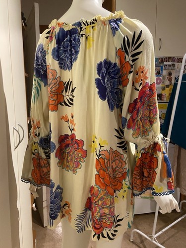 NAUDIC size S /10 Long Sleeve Blouse shirt Floral embroidered ‘Faults’ - Picture 5 of 22