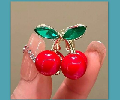 #ad #ad mini Cherry Hair Claw Clip Small for Women girl teen metal gold rhinestone cute $6.45