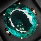 Graceful Lagoon Blue Tourmaline Oval 25.50Ct 925 Sterling Silver Rose Gold Rings