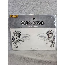 Spirit Halloween Skull Cameo Face Decals Black Gemstone Costume