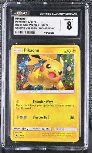 PIKACHU SM76 SHINING LEGENDS PIN COLLECTION POKEMON CGC 8 NM/MINT