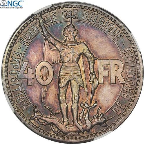 [#981154] Belgium, Leopold III, 40 Francs, 1935, Brussels, Pattern, Silver, NGC,