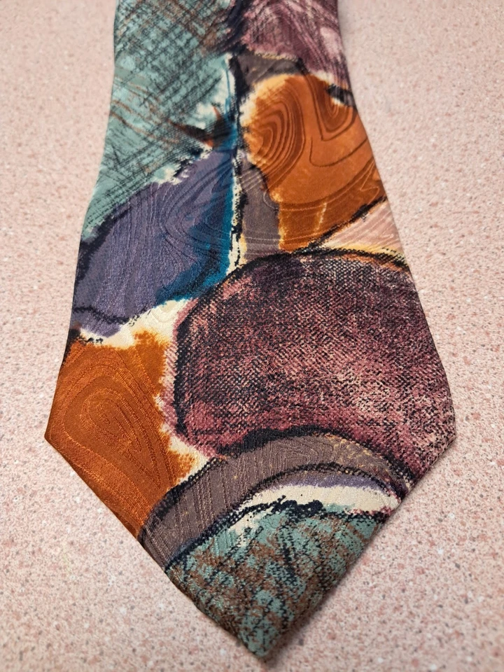 Corbata de seda Jones New York estampado vintage - abstracta impresa a mano usada en excelente estado  Foto 2 de 4